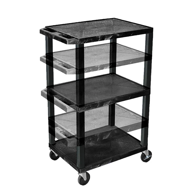 42'' H Adjustable Black All Purpose Boardroom Service Utility Tuffy Av Cart With