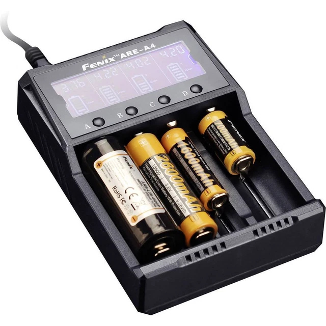 Fenix Light ARE-A4 Chargeur de piles rondes NiCd, NiMH, Li-ion 10340, 10350,