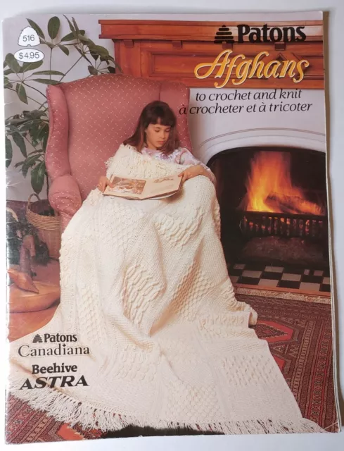 Crochet y patrones de punto colmena vintage 1987 Patons afganos