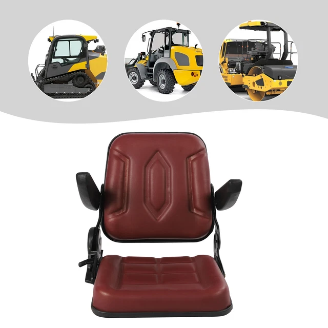 Lawn Mower Seat Universal Tractor Forklift Seat with Sliding Track & Armrest New