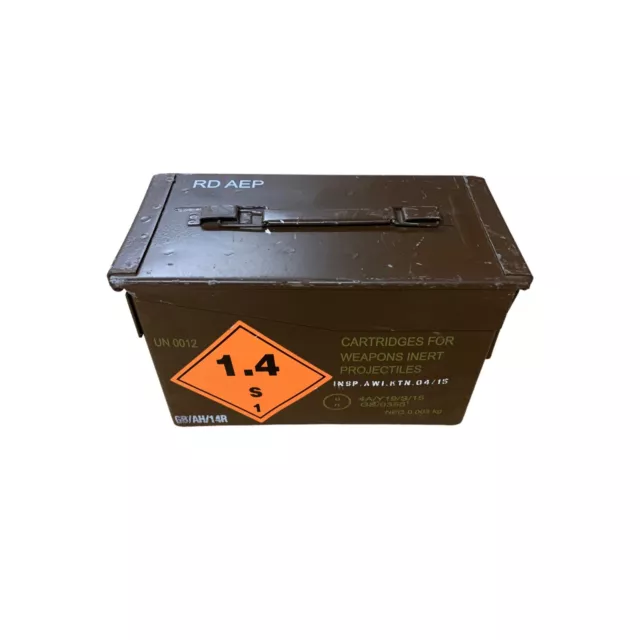 Brown 50 Cal Army Ammo Metal Storage Box Ammunition Tin Tool Box Surplus Insert