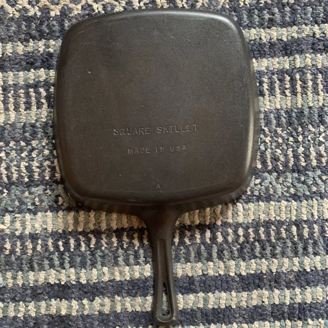 Vintage Wagner Ware Unmarked #A Made in USA Cast Iron Square Pan Skillet - Nice