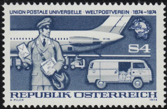 1467 100 Jahre Weltpostverein UPU, Briefträger Postverladung Flugzeug, 4 S, **