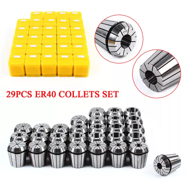 ER40 Precision Spring Collet Set Milling Lathe CNC Chuck Bit Holder Tool 29 Pcs 2