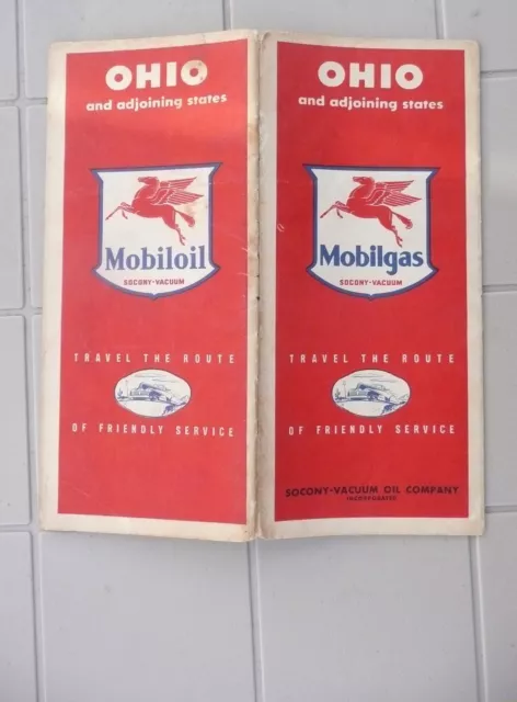1946 Ohio road map Socony Vacuum  gas oil Mobil