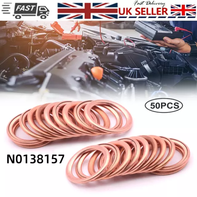 50X Diesel Copper Oil Sump Washers For Peugeot Citroen 0313.27 VW Audi N0138157