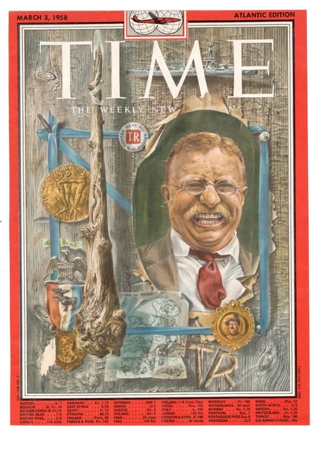 1958 Time Theodore Roosevelt President USA Only Cover Original to Frame