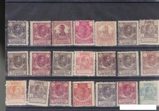 Spanische Kolonien - Guinea, Lot von 21 alten Briefmarken MNH & MH