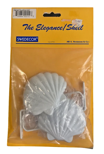Swedecor Drapery SHELL Curtain Swag Holder White Metal Sweden #7960 Vintgage