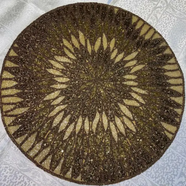 2 x Tone of Gold Glass beaded placemat| Table mat ideal for decorative tables