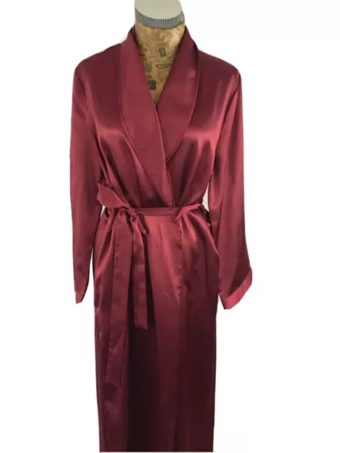 MARKS AND SPENCER ROBE GOWN Burgundy Red Satin 8 to 10 LONG XL tall Nightgown