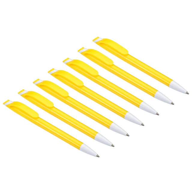 7Pcs Rotary Ballpoint Pens Medium Point 1mm Black Ink Plastic Twist Pens Yellow