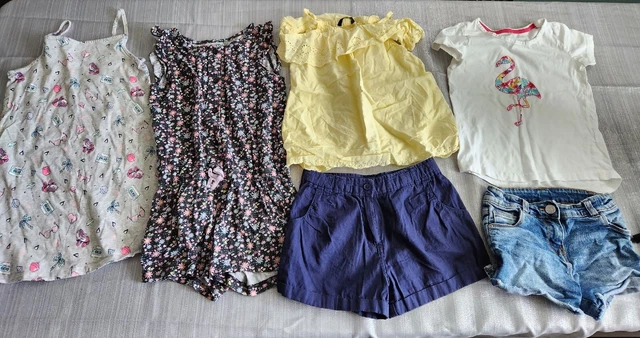 Girls age 7-8 clothes bundle summer 6 items shorts t-shirt vest dress playsuit