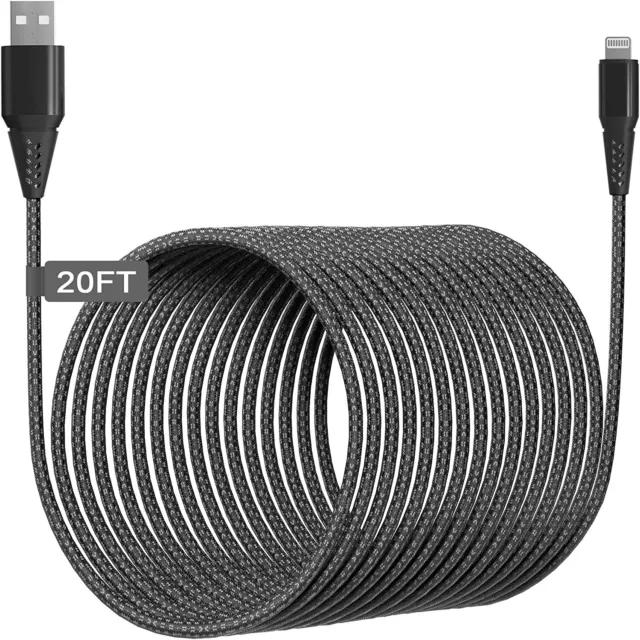 iPhone Charger Cable 20FT/6M [Apple MFi Certified] Lightning Cable Extra Long W