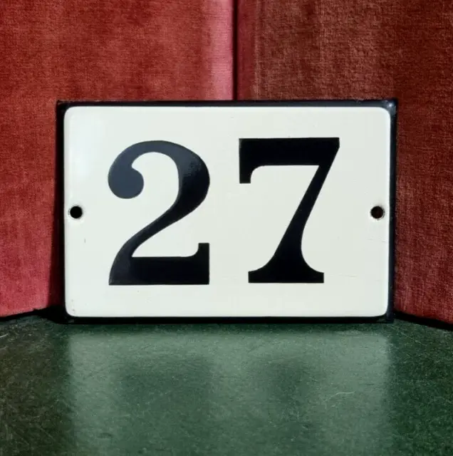 Vintage French enamel house sign number 27 for door gate wall street portal .