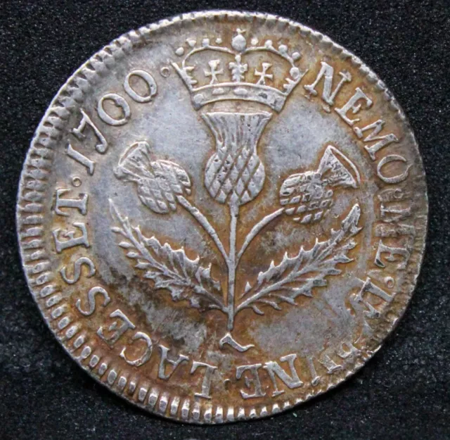 1700 5 Shillings, Scotland Early Milled Silver. William II S.5688 High Grade
