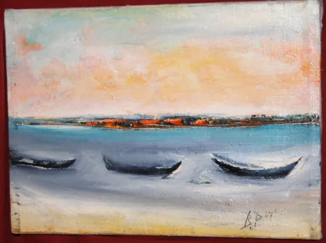 Expresionist Seascape Boats 2007 pintura al óleo firmada 3