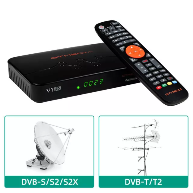 DVB-S2/S2X/T2 FTA Satellite Receiver HD TV Decoder PVR Twin Tuner H.265 USB WIFI