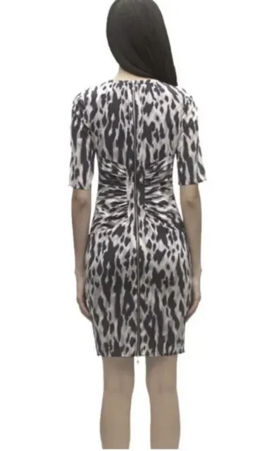 Bella 85% Silk Bodycon Dress Beige Ivory Black Animal Leopard WHISTLES 10 38 2