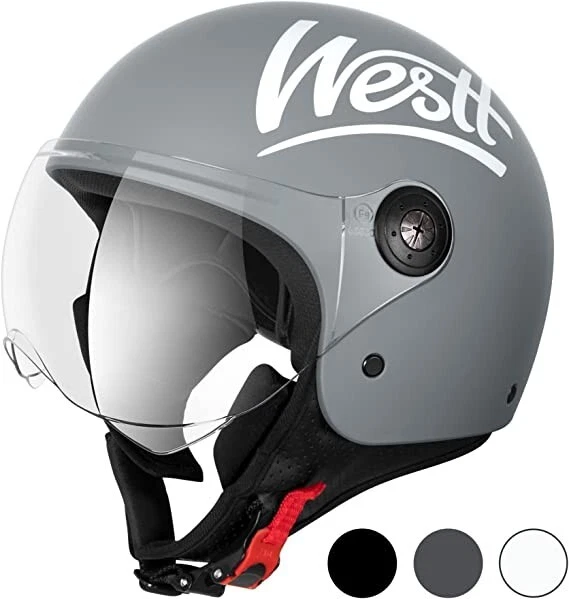 WESTT CLASSIC CASCO Moto jet con visiera Casco scooter uomo donna casco  Vespa ca EUR 90,00 - PicClick IT