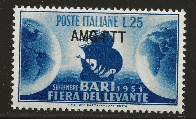 Trieste Scott #129, Single 1951 Complete Set FVF MH