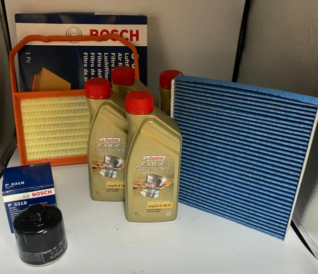 Kit Tagliando Vw Up 1.0 Benzina 3 Filtri Bosch 4 Lt Castrol Edge 5W30