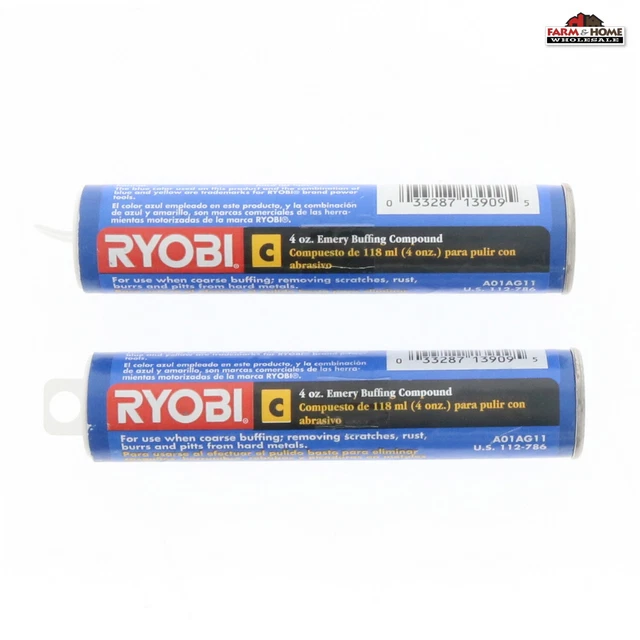 (2) Ryobi Emery Buffing Wheel Compound Tube Type "C" 4 oz ~ NEW