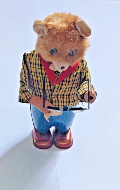 Jouet Mécanique Ancien – Ours Thirsty Bear Buvant Du Lait, Tôle, Avec Boîte