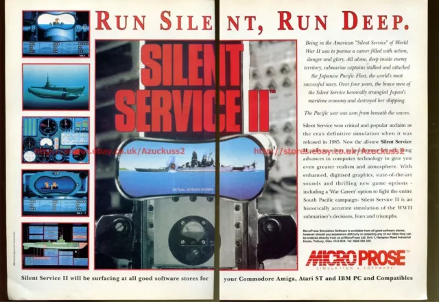 Silent Service II "Microprose" 1991 Double Page Magazine Advert #5816
