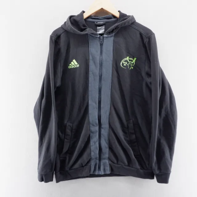 Adidas x Munster Rugby Hoodie Medium Black Embroidered Logo Full Zip Jacket