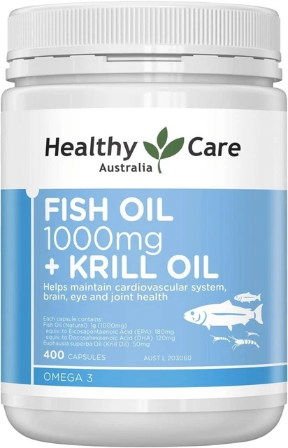 Fish Oil 1000MG Plus Krill Oil 400 Softgel Capsules | Helps maintain FREE SHIP