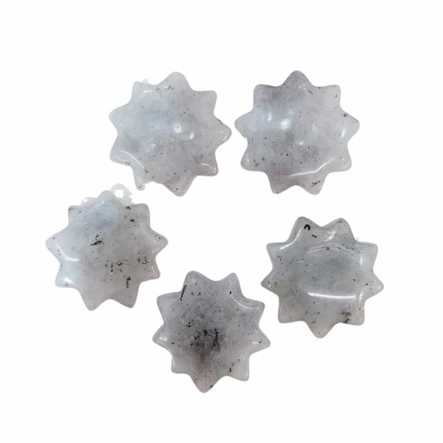 10pcs Natural Labradorite Stone Healing Sun Flower Gemstone Home Decor 25x6mm