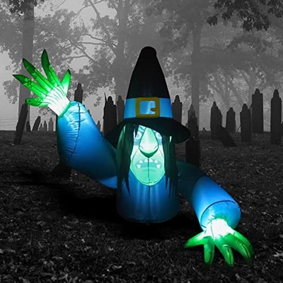 HALLOWEEN INFLATABLE 5 ft Creepy Witch with Wizard Hat Blow Up
