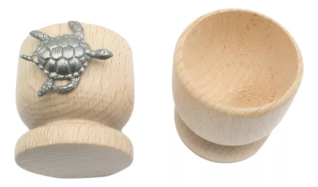 Turtle Pair Of Egg Cups Breakfast Wooden Goblet Easter Gift 381