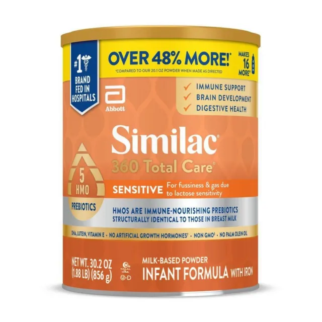 Similac 360 Total Care Sensitive Non-GMO Infant Formula Powder - 30.2