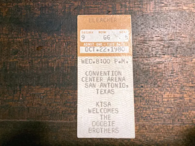Doobie Brothers Concert Ticket Stub 1980 San Antonio Texas Michael McDonald