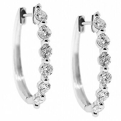 Wedding Hoop Earring Women Pretty Silver Plated Cubic Zircon Jewelry A Pair