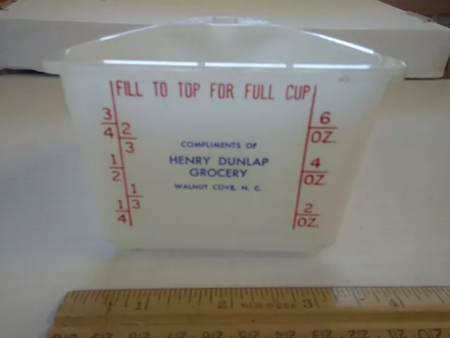 Vtg Henry Dunlap Grocery Walnut Cove North Carolina NC Measuring Cup Advertising