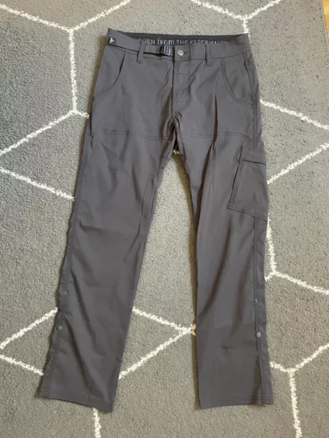 PRANA Mens Gray Stretch Zion Pants Size 30x30 Hiking Climbing Outdoors Vented