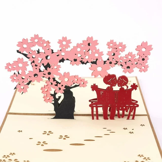LIN - Pop Up 3D Biglietto di auguri per un matrimonio omosessuale, Uomini sotto albero arcobaleno (#208