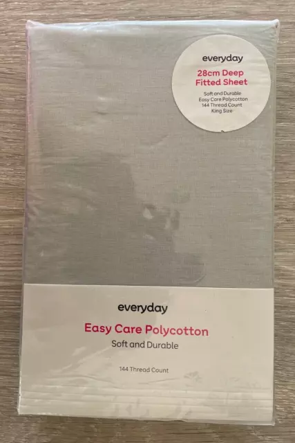 Everyday 28cm Deep Fitted Sheet Soft and Durable King Size Silver Grey Colour