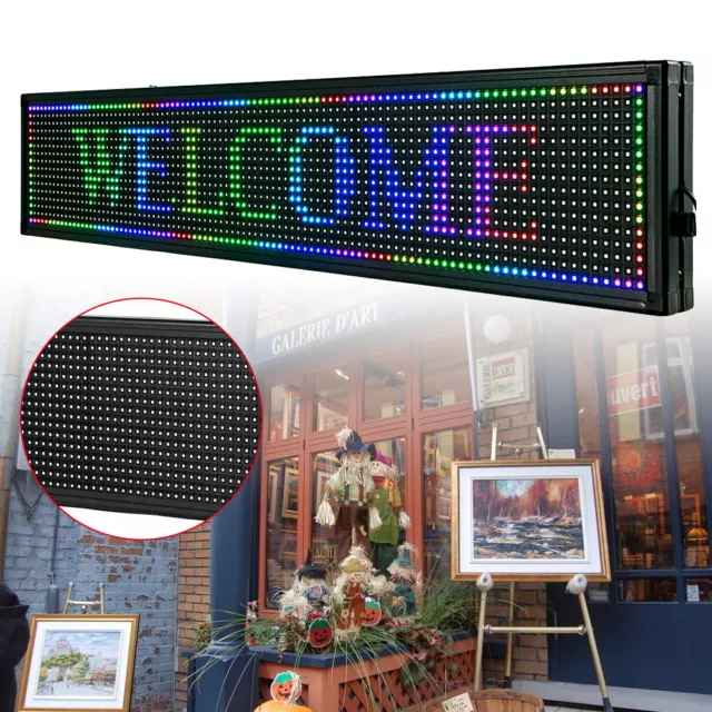 40"X8" 7-Color LED Scrolling Sign RGB Programble Outdoor Advertising Board USA