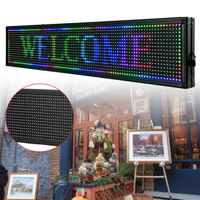 LED Sign 40"X8" Scrolling Message Display Board RGB 7-Color Programmable Board