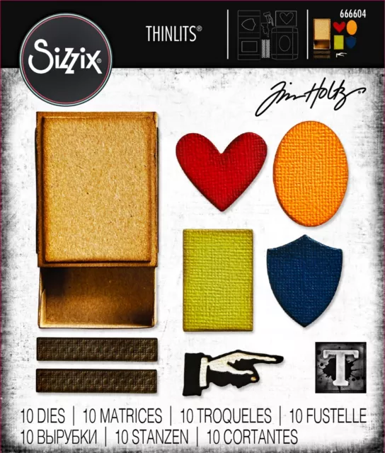 Sizzix Thinlits 10pc Vault Matchbox #666604 Retail $20.99 by Tim Holtz