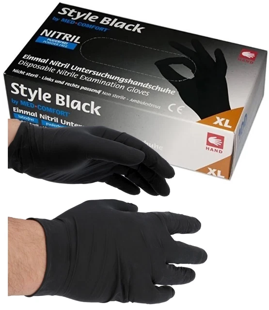 Guantes desechables AMPri Med Comfort nitrilo negros XL 100x piezas sin polvo Black