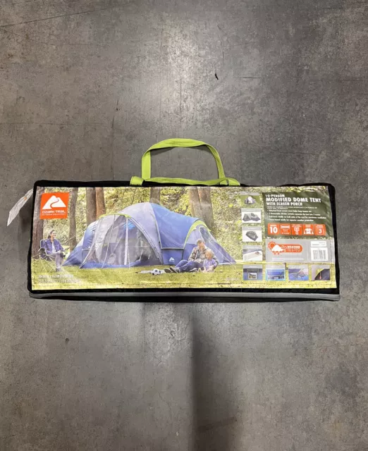 Ozark Trail 10-Person Family Camping Tent, with 3 Rooms and Screen Porch