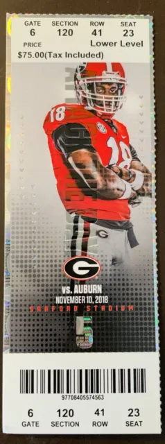 Georgia Bulldogs 11/10/2018 NCAA football ticket stub vs Auburn Tigers
