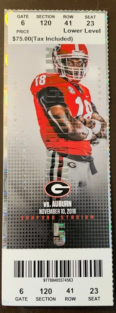 Georgia Bulldogs 11/10/2018 NCAA football ticket stub vs Auburn Tigers