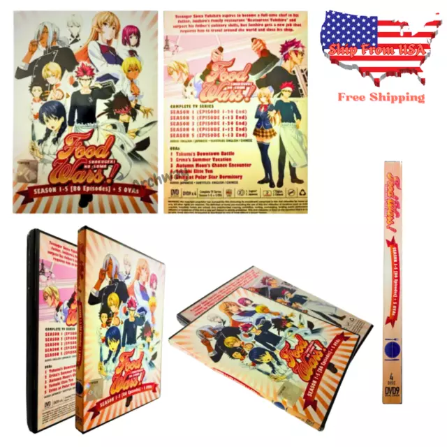 DVD Anime Food Wars! Shokugeki No Soma Season 1+2+3+4+5 (1-86 End) ENG  Dub/Sub*