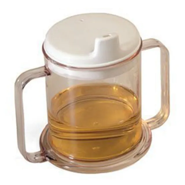 Wide Base Two Handled Mug Lidded 10oz Sippy Cup Mug   Drinking Aid Cup